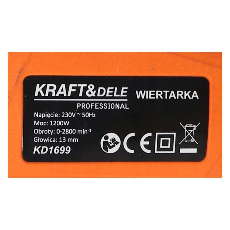 WIERTARKA ELEKTRYCZNA 230V 1200W 13mm KRAFT DELE KD1699