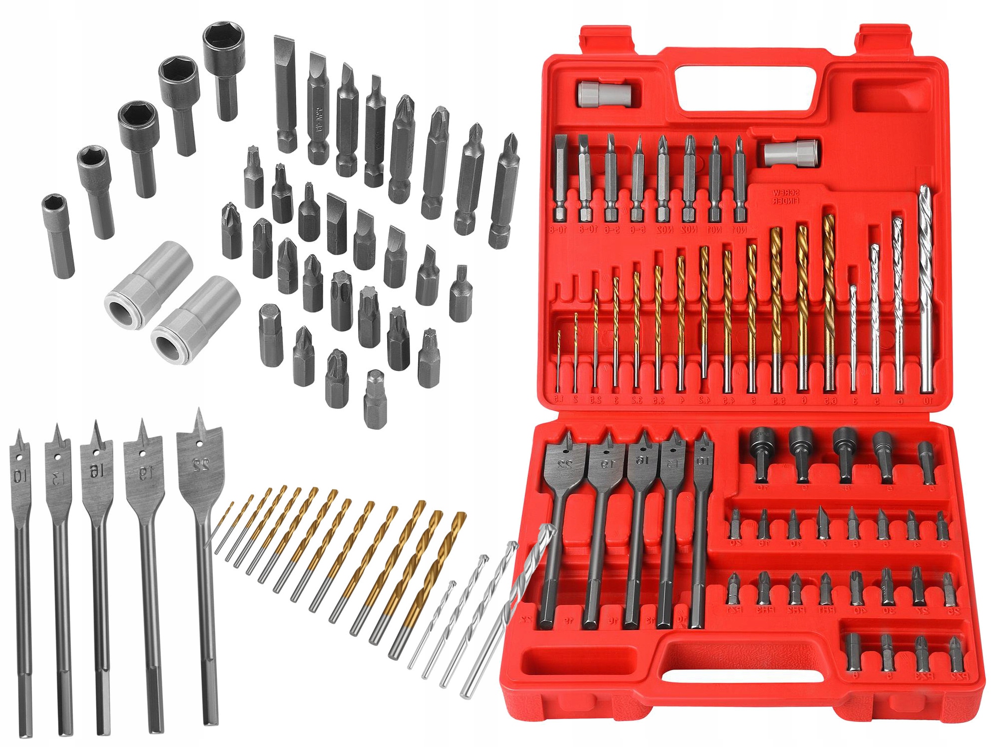 Zestaw Wierteł i Bitów Nasadek Wkrętarki Wiertarki 57 Elementów Kraft&Dele