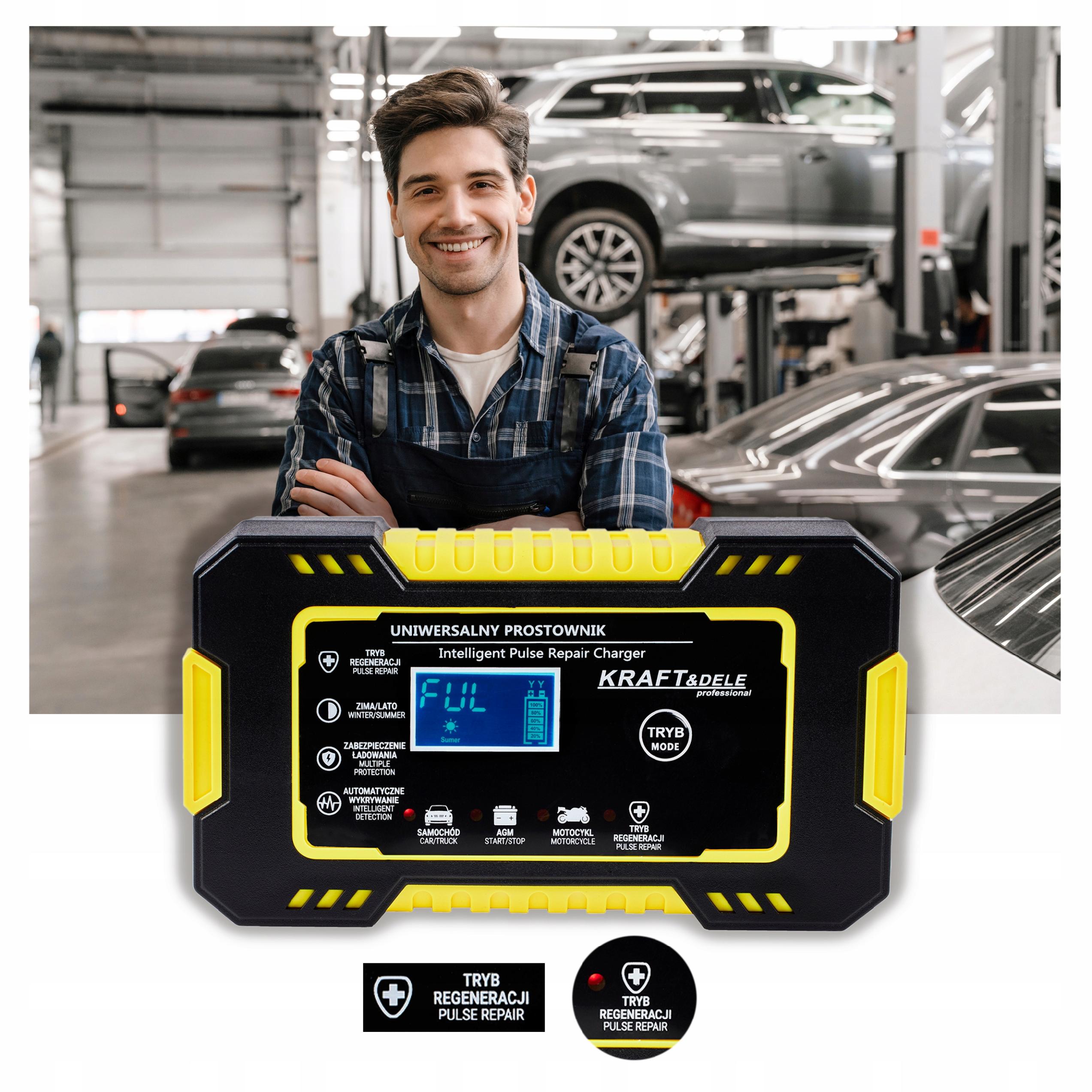 PROSTOWNIK AKUMULATOROWY AUTOMATYCZNY FUNKCJA NAPRAWY 12/24V ŁADOWARKA 10A