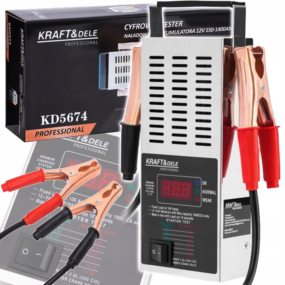 Tester Cyfrowy do Sprawdzania Akumulatorów 12V 150-1400A Kraft&Dele