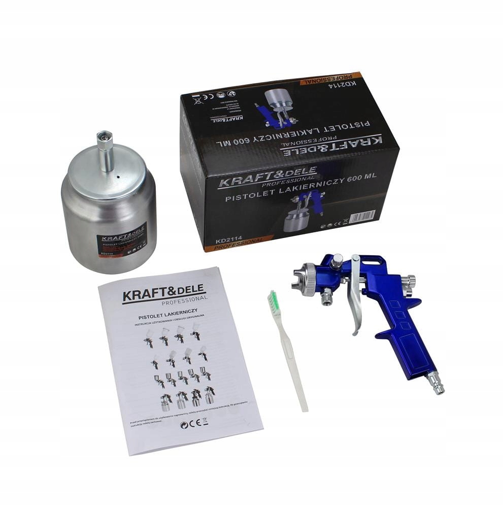 Pistolet Lakierniczy 600ml 5 bar 3 Dysze 1,3-1,8 mm 90-170 l/min Kraft&Dele