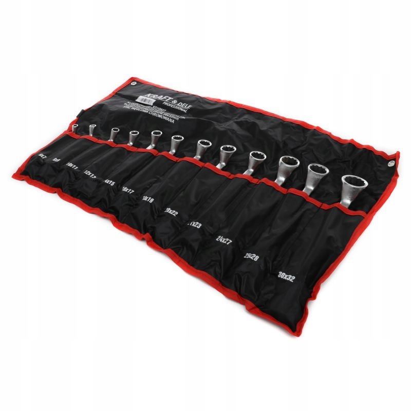 Zestaw Klucze 2 Stronne Oczkowe Odgięte Kraft&Dele 12 Elementów Kraft&Dele