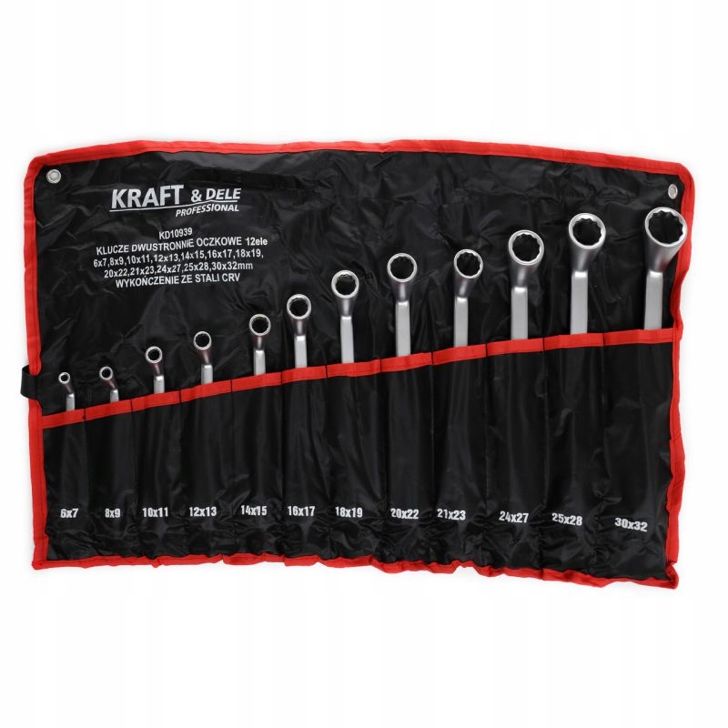 Zestaw Klucze 2 Stronne Oczkowe Kraft&Dele 12 Elementów