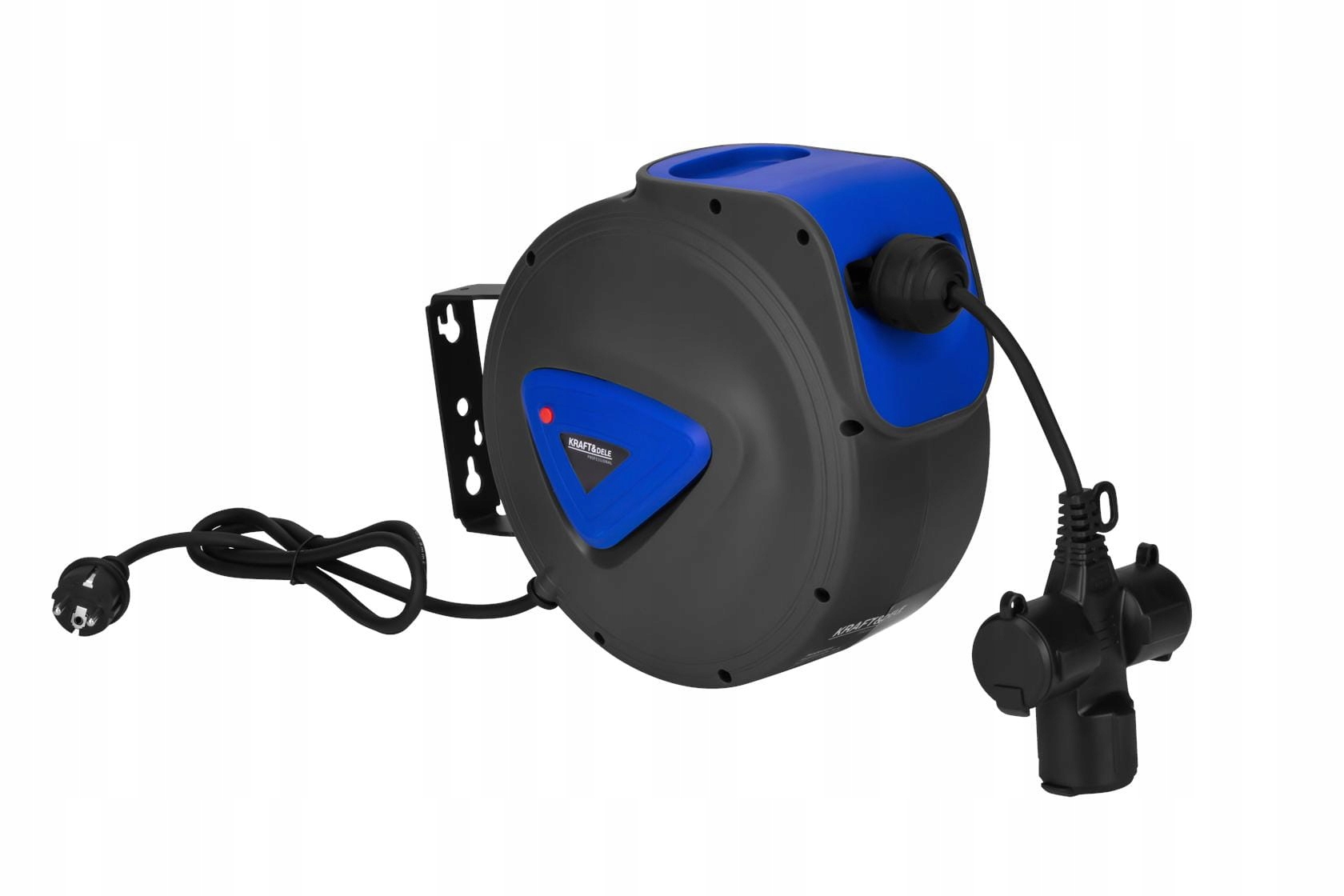 Przedłużacz Bębnowy Automatyczny Zwijacz Ścienny 180° 15m 3x Kraft&Dele