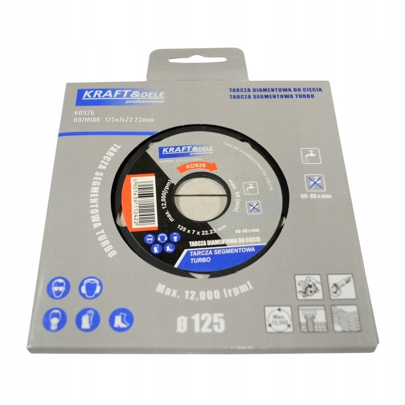 Tarcza Diamentowa Segmentowa do Ciecia Turbo 125x7x22,23 mm Kraft&Dele