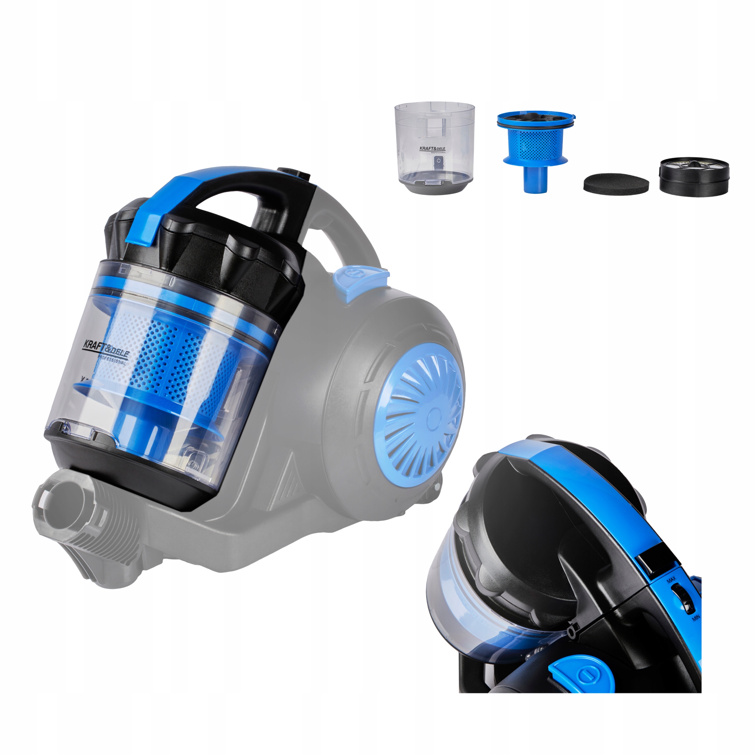 Odkurzacz BEZWORKOWY CYKLONOWY LEKKI MOCNY TURBO MOC 4000W HEPA Kraft&Dele