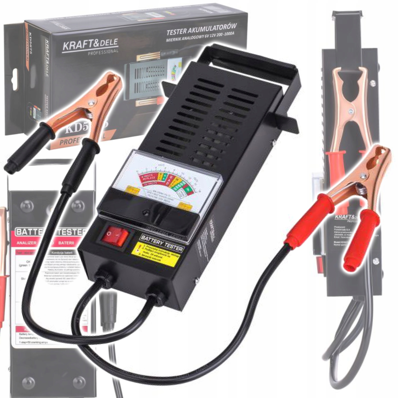 Tester Analogowy do Sprawdzania Akumulatorów 6/12V 200-1000A Kraft&Dele