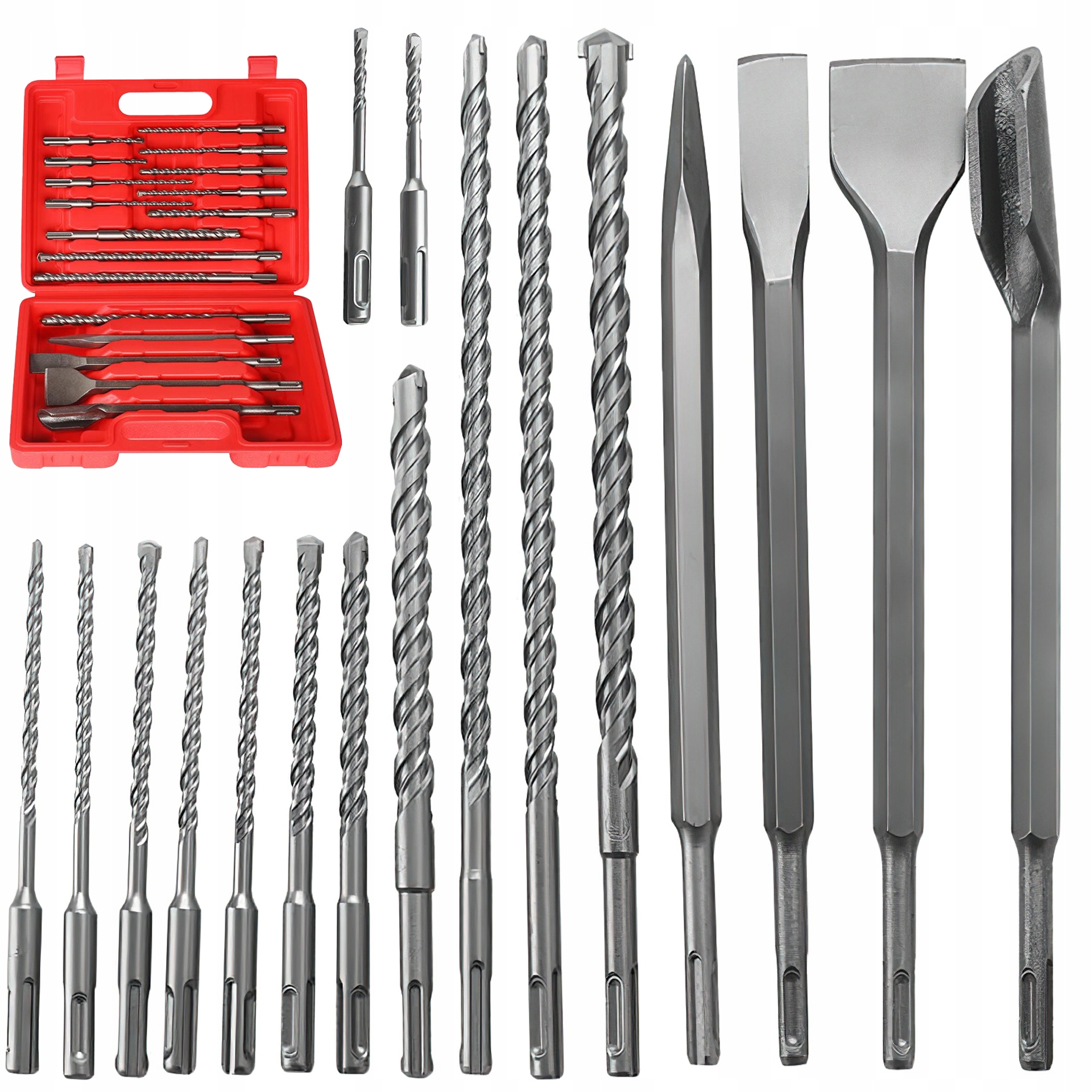 Zestaw Wierteł i Dłut 17 Elementów SDS+ Kraft&Dele