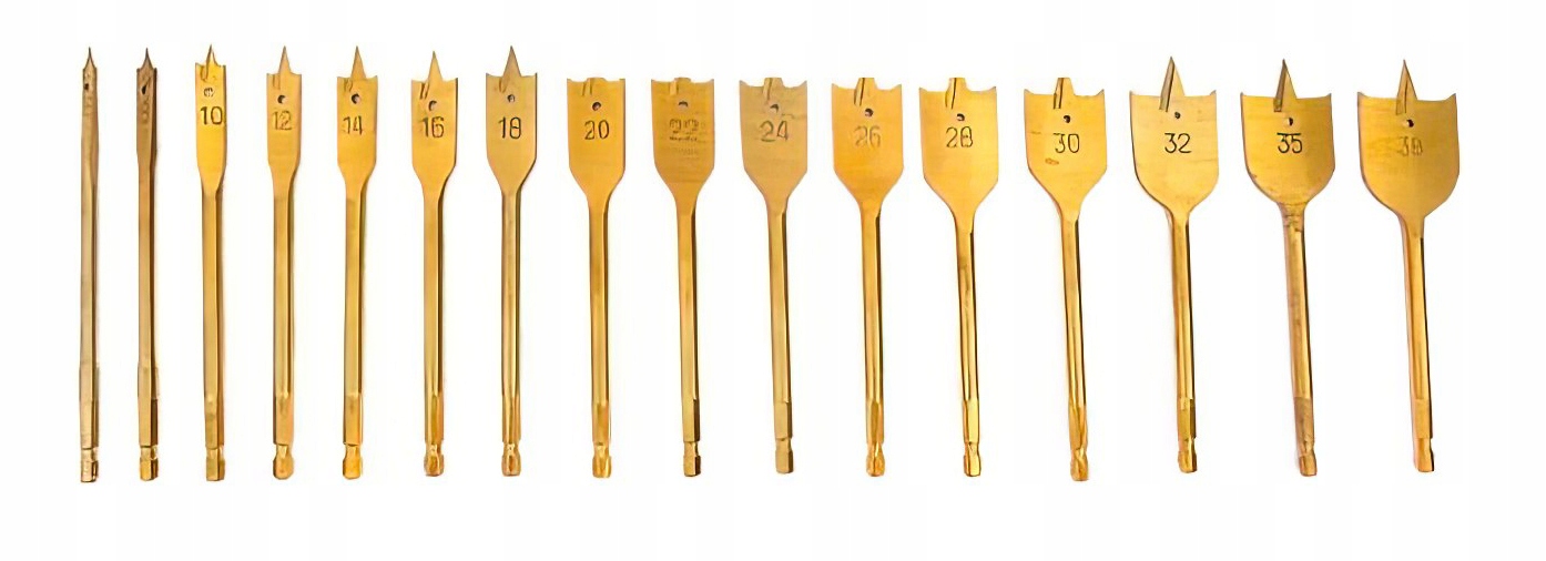 Zestaw Wierteł Łopatkowych do Drewna 6-38 mm 16 Sztuk Kraft&Dele