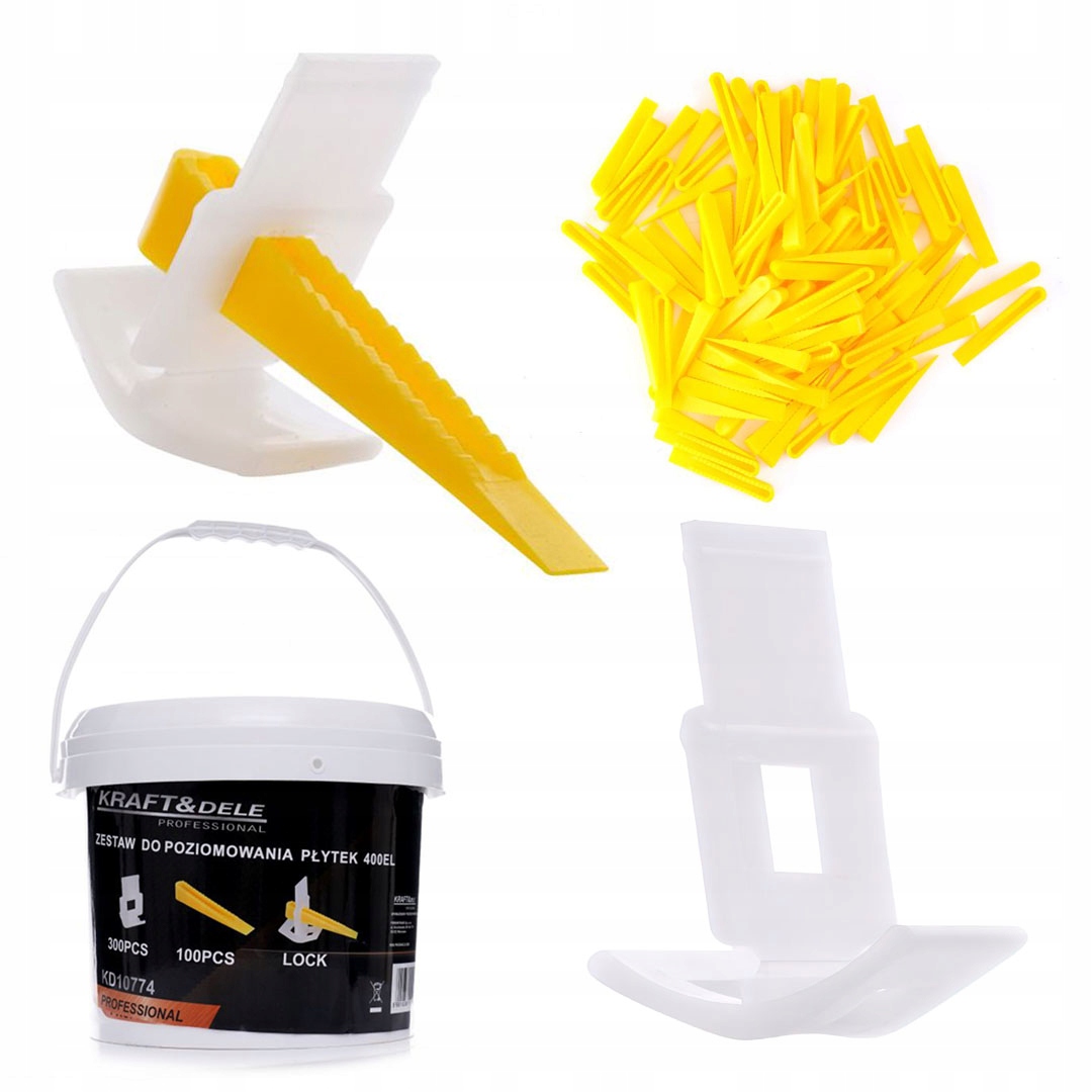 Zestaw do Poziomowania Płytek Glazury Zaciski klipsy Kraft&Dele 400 sztuk