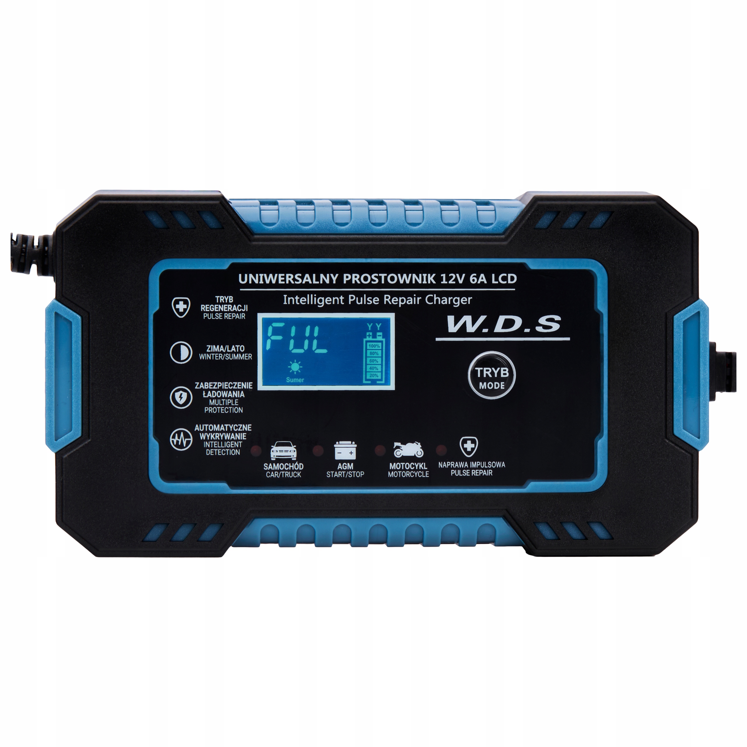 PROSTOWNIK AKUMULATOROWY AUTOMATYCZNY FUNKCJA NAPRAWY 12V ŁADOWARKA 6A