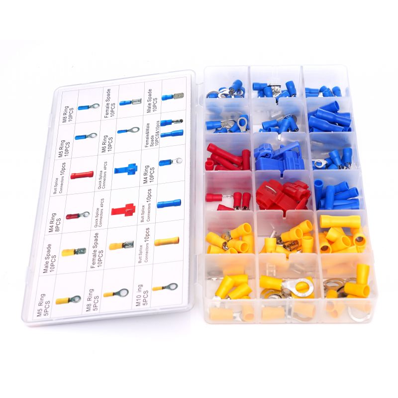 KONEKTORY IZOLOWANE ZESTAW KONEKTORÓW W POJEMNIKU 160 SZTUK KRAFT&DELE