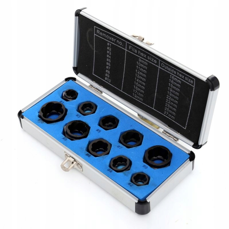 WYKRĘTAKI NASADKI DO ZERWANYCH USZKODZONYCH ŚRUB WALIZKA 10 SZT KRAFT&DELE