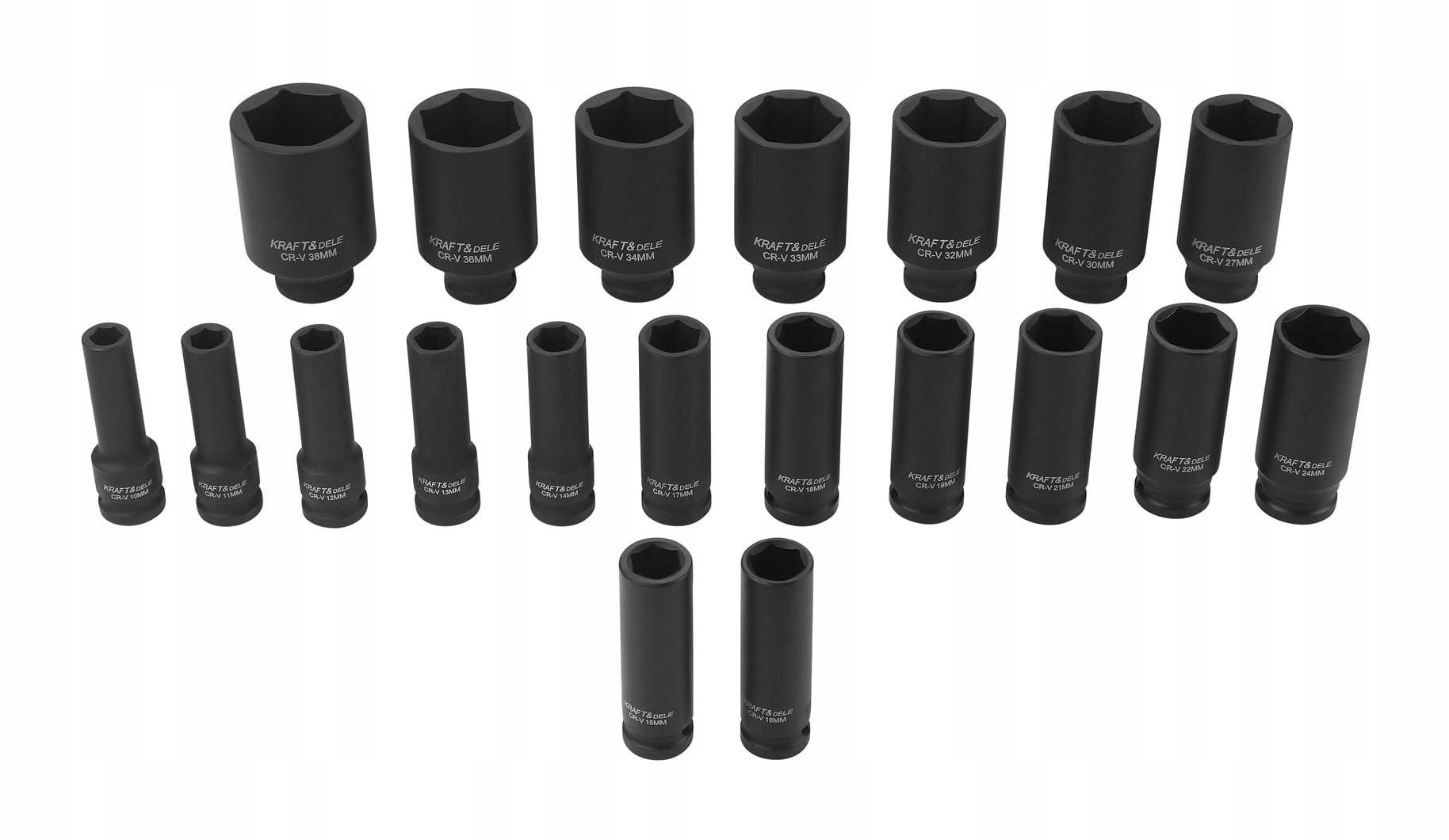 Zestaw Nasadek Udarowych 20 Elementów 6-Kątne 1/2"" 10-38 mm Kraft&Dele