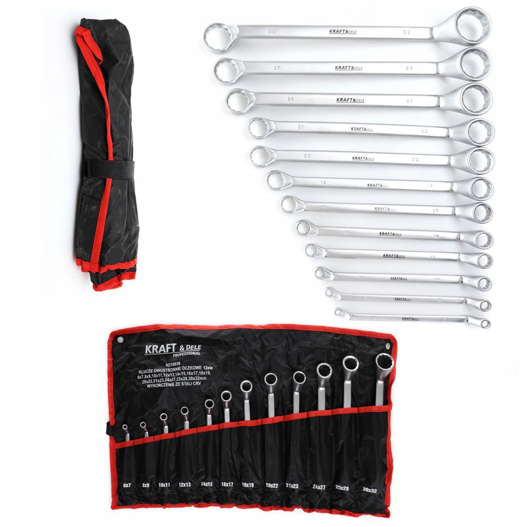 Zestaw Klucze 2 Stronne Oczkowe Kraft&Dele 12 Elementów