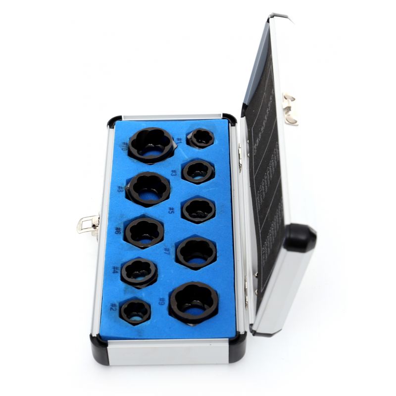 WYKRĘTAKI NASADKI DO ZERWANYCH USZKODZONYCH ŚRUB WALIZKA 10 SZT KRAFT&DELE