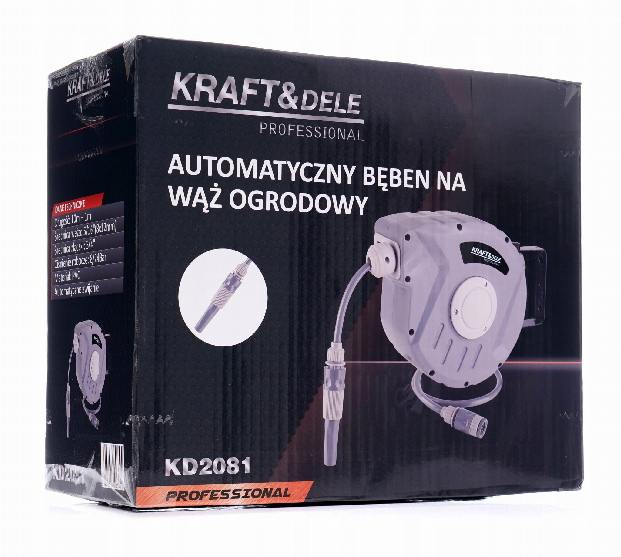 WĄŻ OGRODOWY ZWIJANY AUTOMATYCZNY BĘBEN PISTOLET ZRASZACZ 10m+1 KD2081