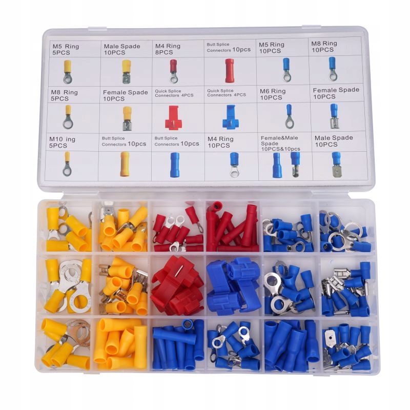 KONEKTORY IZOLOWANE ZESTAW KONEKTORÓW W POJEMNIKU 160 SZTUK KRAFT&DELE