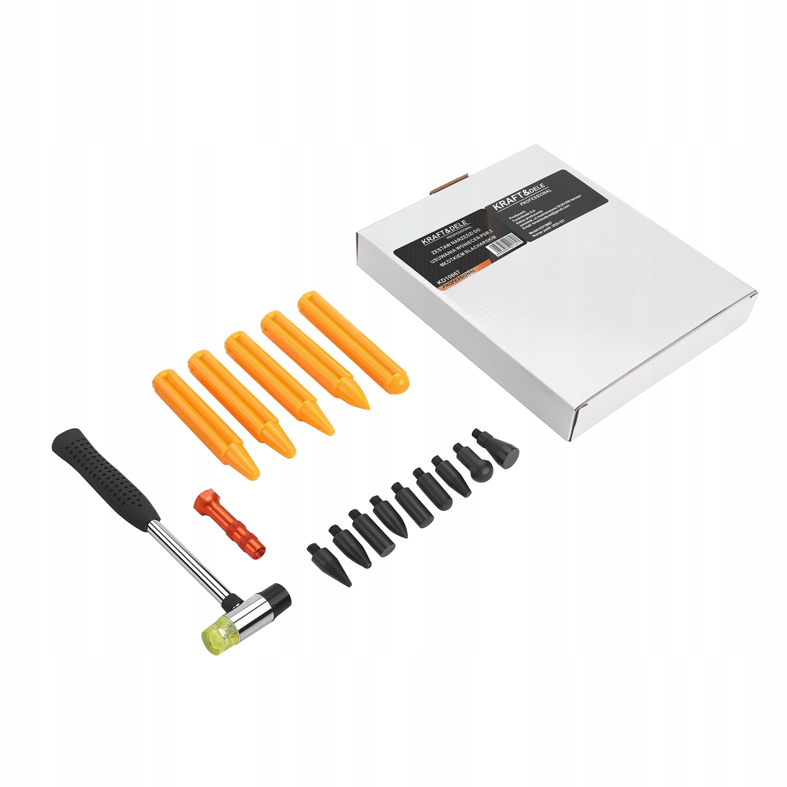 Zestaw do Usuwania Wgnieceń PDR Młotek Blacharski 15 Elementów Krafat&Dele