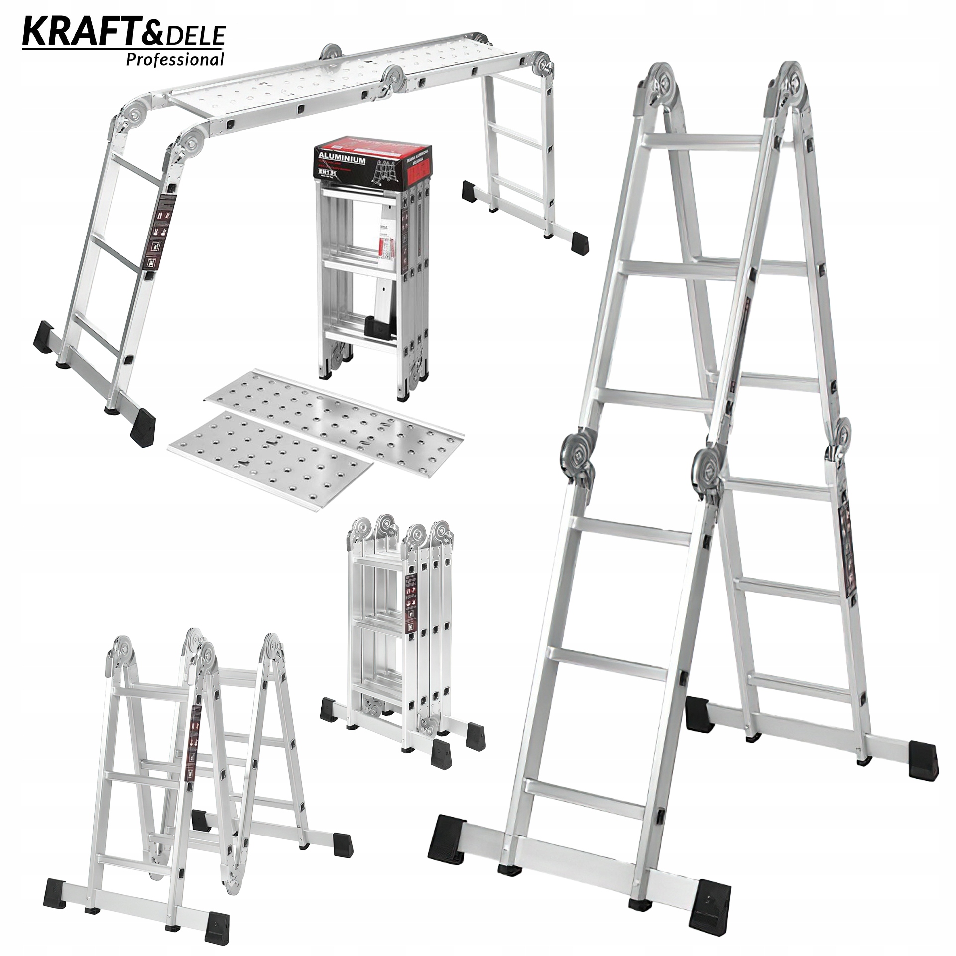 Drabina Składana Platforma Aluminiowa 4 X 3 346 CM MAX 150 KG Ktaft&Dele