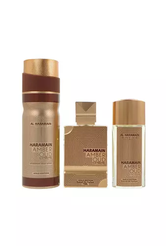 Zestaw Al Haramain Amber Oud Gold Edition Extreme Perfumes Extrait de Parfum 75ml + Extrait de Parfum 30ml + Deodorant Body Spray 200ml miniatura