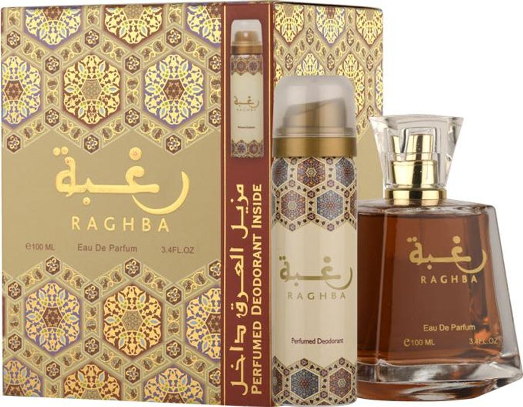Zestaw Lattafa Raghba Edp 100ml + Deodorant 50ml miniatura