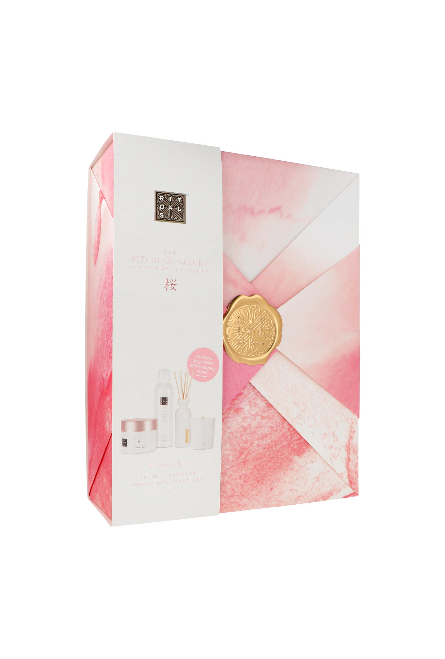 Zestaw Rituals The Ritual Of Sakura - Large 2023 Foaming Shower Gel 200ml + Fragrance Sticks 70ml + Body Cream 200ml + Candle 140g