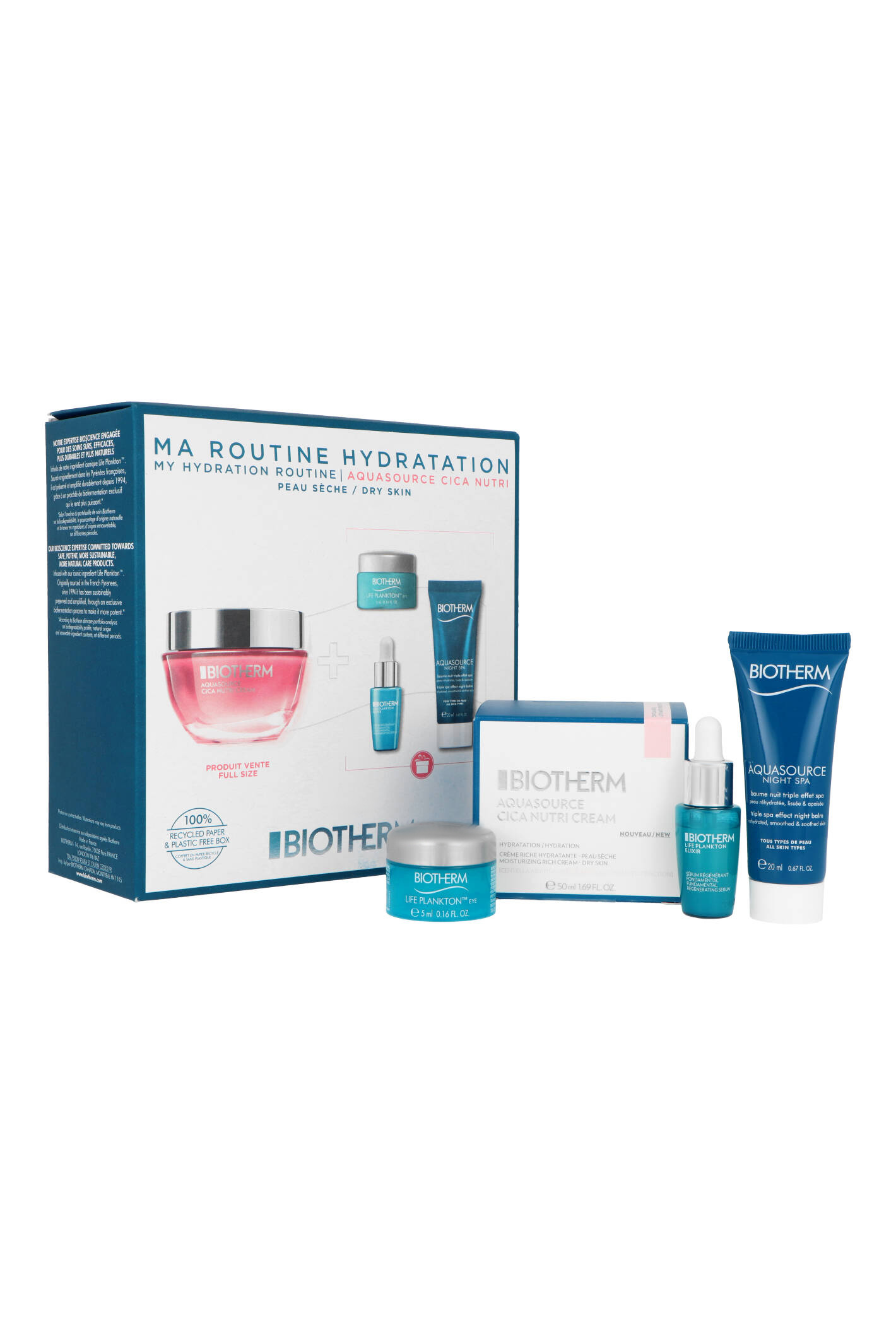 Zestaw Biotherm Aquasource Cica Nutri Cream 50ml + Life Plankton Eye Cream 5ml + Aquasource Night Spa 20ml + Life Plankton Elixir 7ml