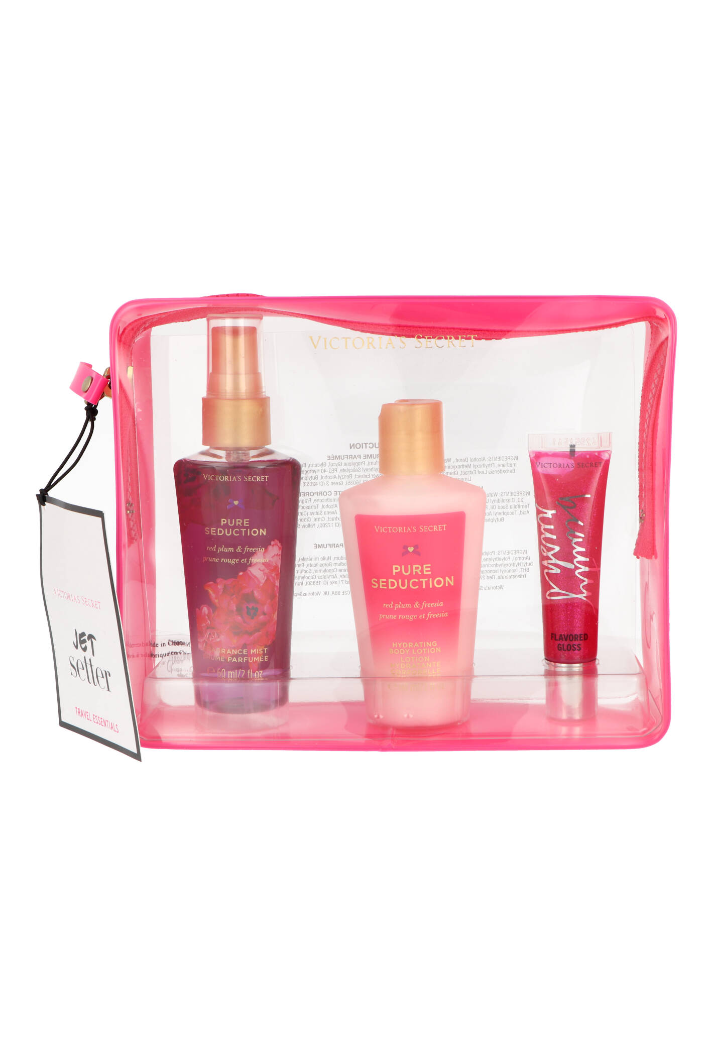 Zestaw Victoria`s Secret Pure Seduction Body Mist 60ml Old + Hydrating Body Lotion 60ml + Lip Gloss 13ml