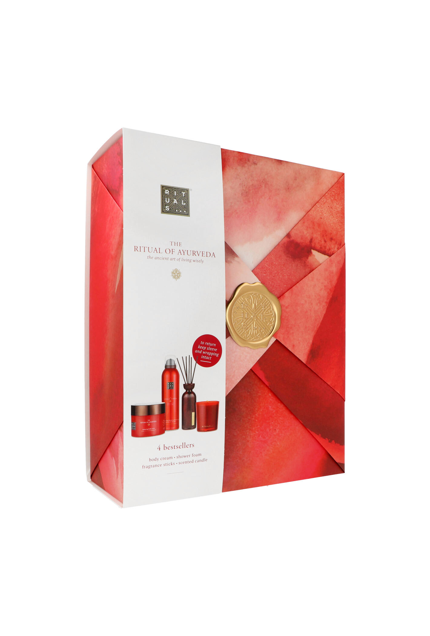 Zestaw Rituals The Ritual Of Ayurveda - Large 2023 Foaming Shower Gel 200ml + Fragrance Sticks 70ml + Body Cream 200ml + Candle 140g