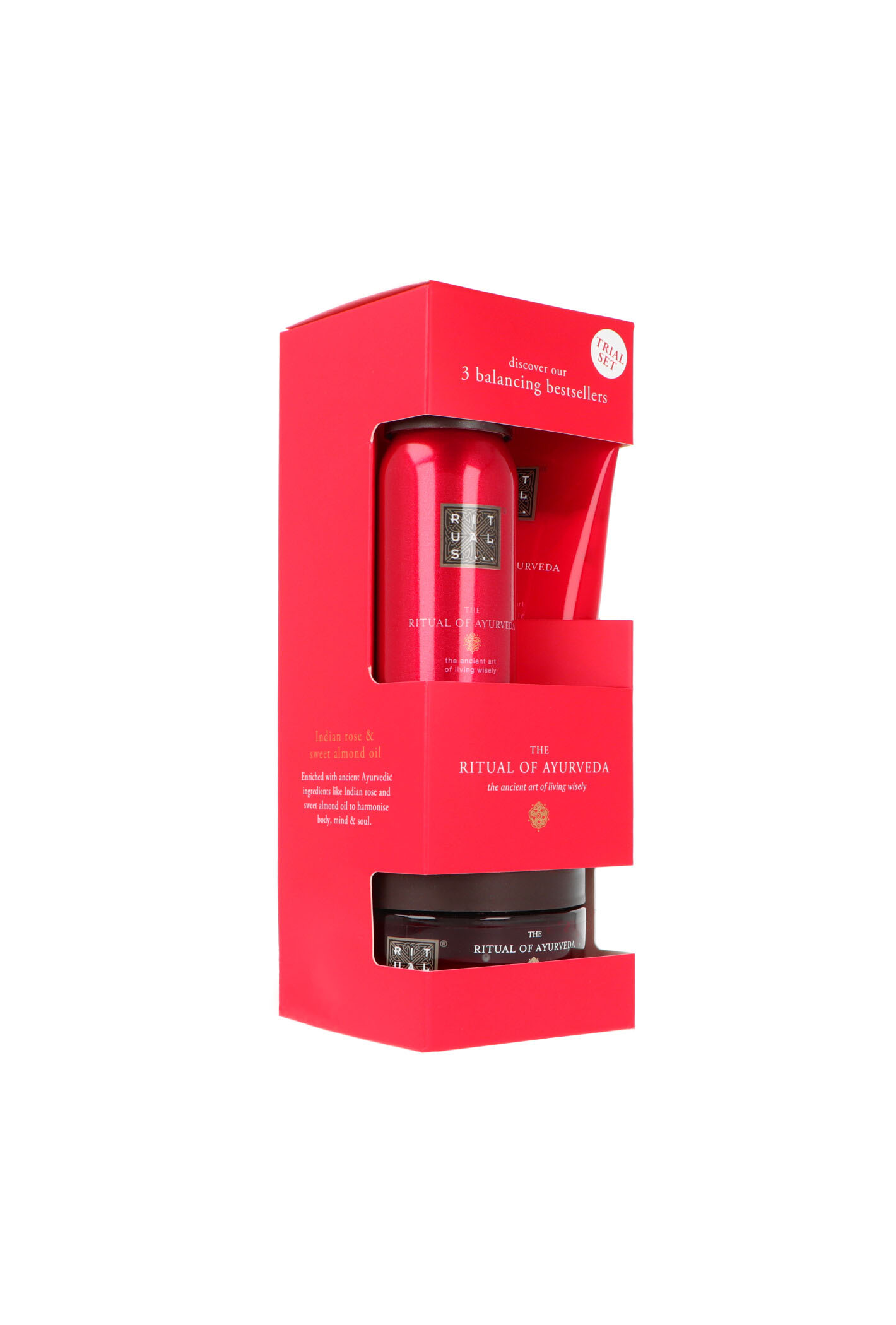 Zestaw Rituals The Ritual Of Ayurveda - Trial 2024 Foaming Shower Gel 50ml + Body Cream 70ml + Body Scrub 125g