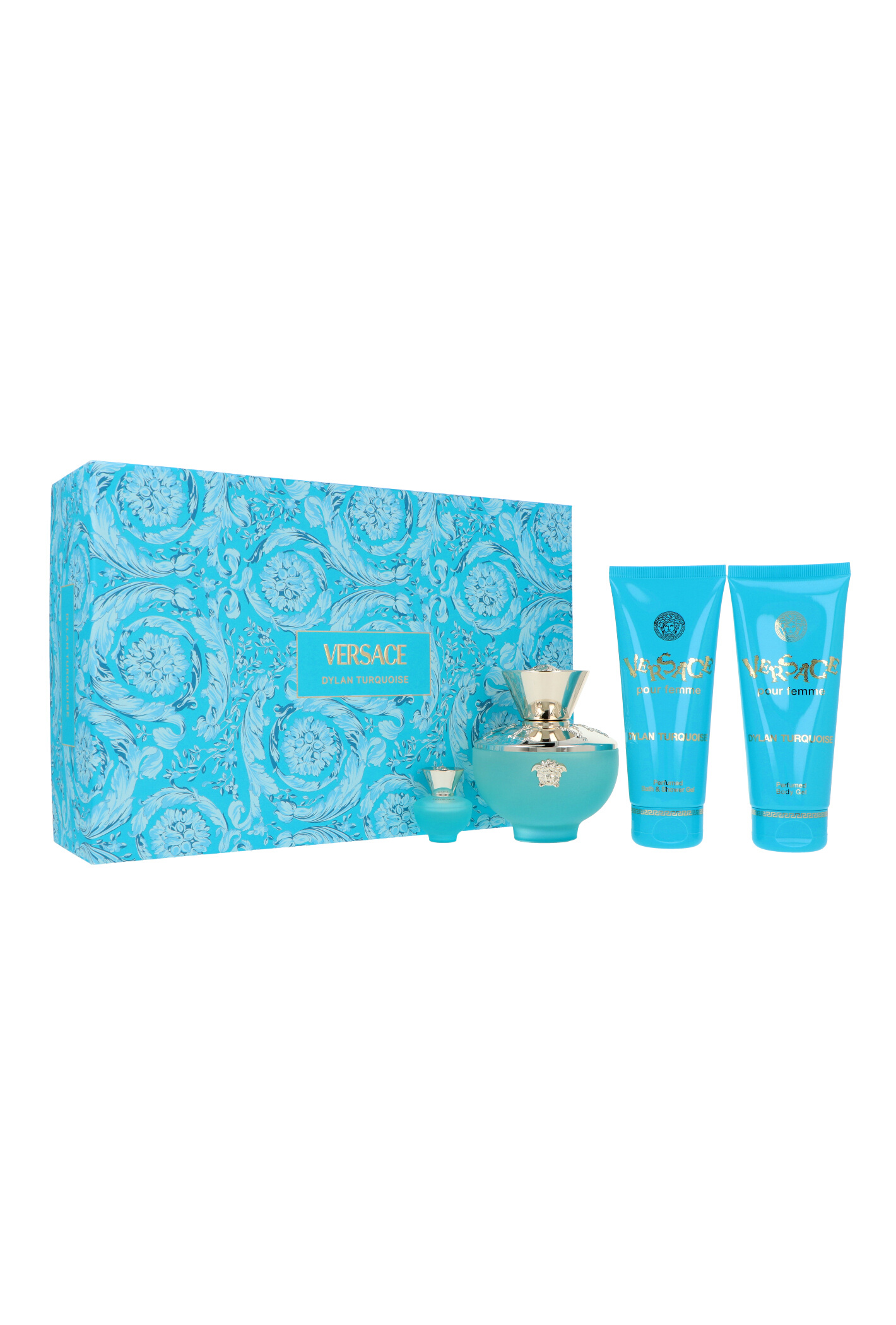 Zestaw Versace Dylan Turquoise Edt 100ml + Edt 5ml + 2 x Shower Gel 100ml