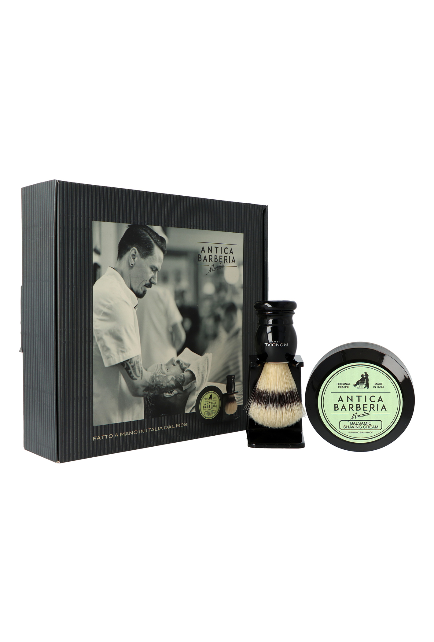 Zestaw Mondial Antica Barberia Brush + Holder + Shaving Cream 125ml