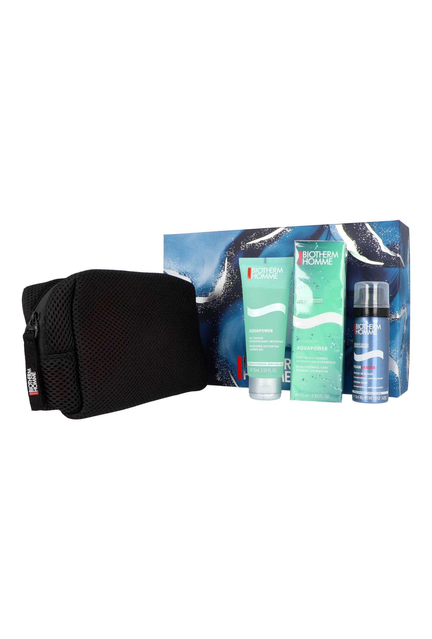 Zestaw Biotherm Homme Aquapower Oligo - Thermal Care Face Gel 75ml + Shower Gel 75ml + Foam Shaver 50ml