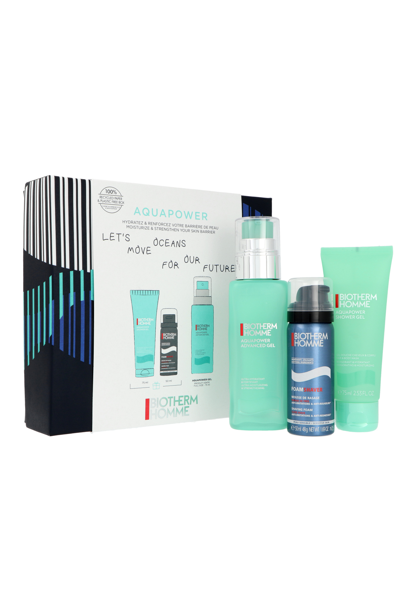 Zestaw Biotherm Homme Aquapower Shower Gel 75ml + Foam After Shave 50ml + Moisturizing Gel 75ml