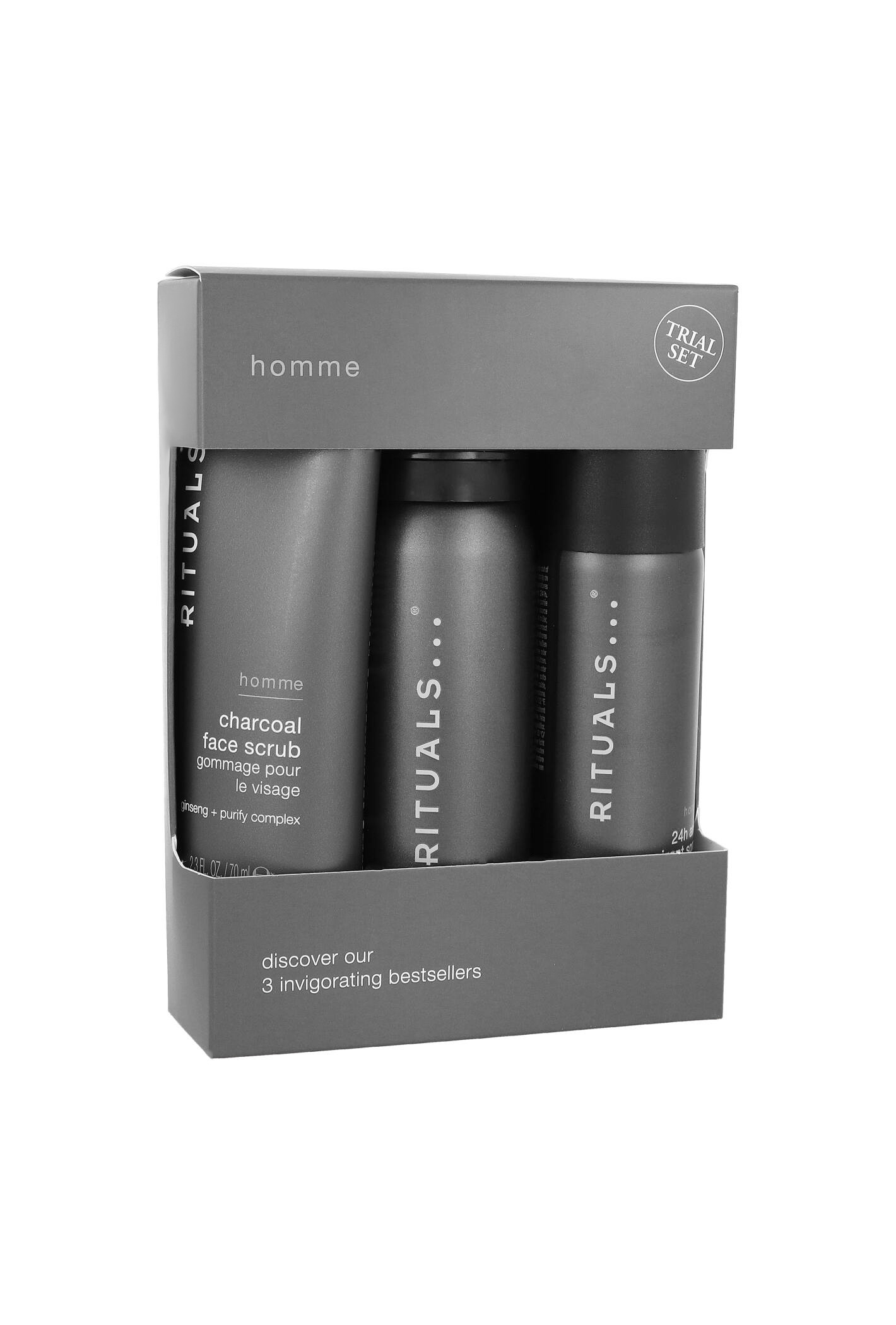 Zestaw Rituals Trial Homme 2022 Shower Foam 50ml + Anti-Perspirant 50ml + Face Scrub 70ml