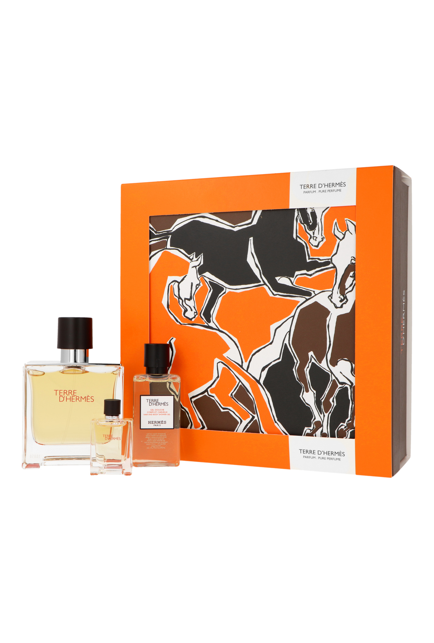 Zdjęcie produktu Zestaw Hermes Terre D`Hermes Pure Perfume 75ml + Pure Perfume 5ml + Shower Gel 40ml