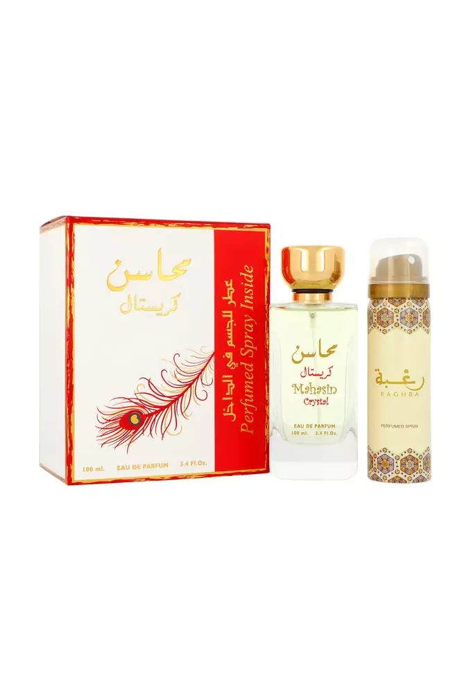 Zestaw Lattafa Mahasin Crystal Edp 100ml + Deodorant 50ml miniatura