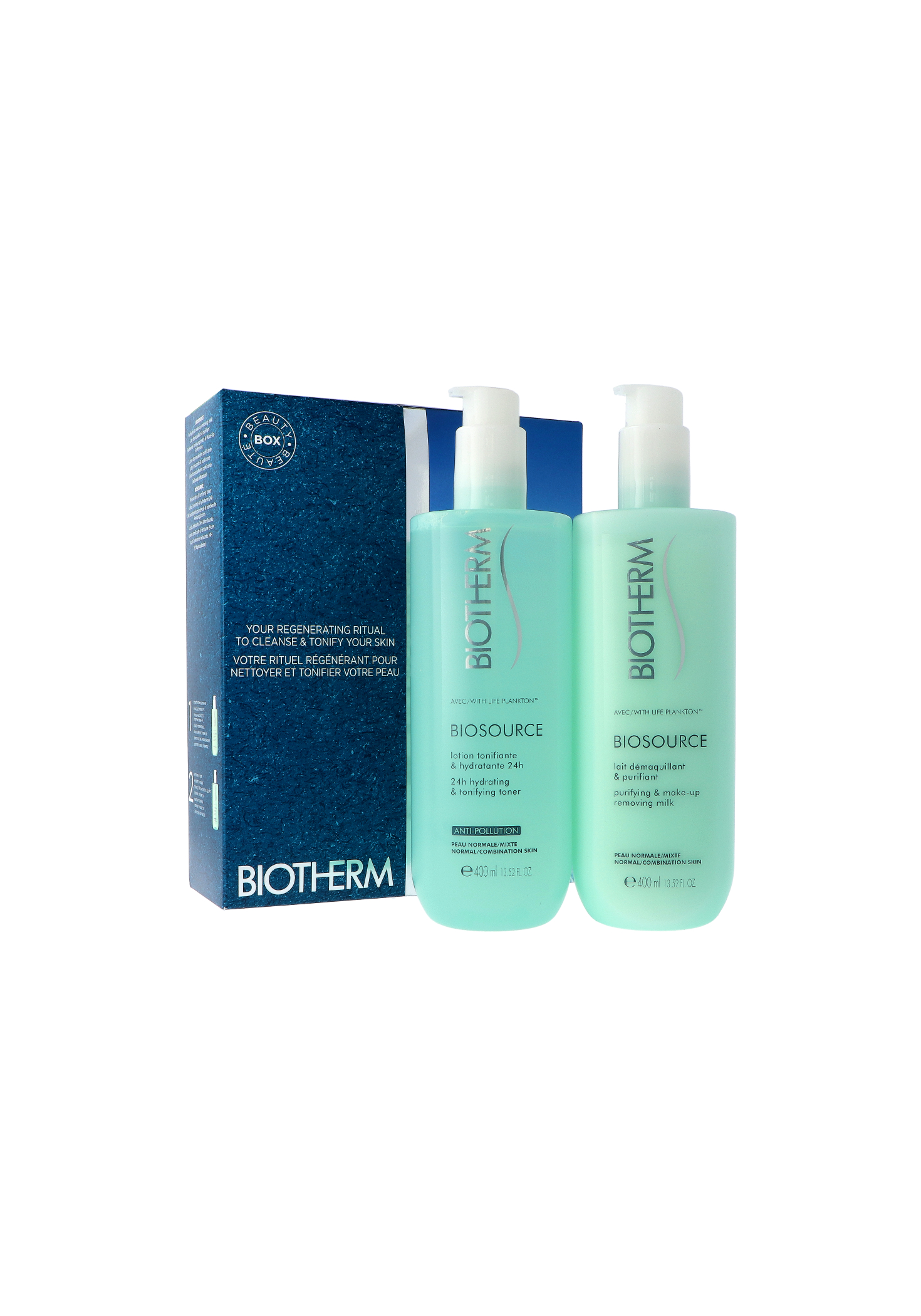 Zestaw Biotherm Biosource Make-Up Removing Milk 400ml + Tonifying Toner 400ml