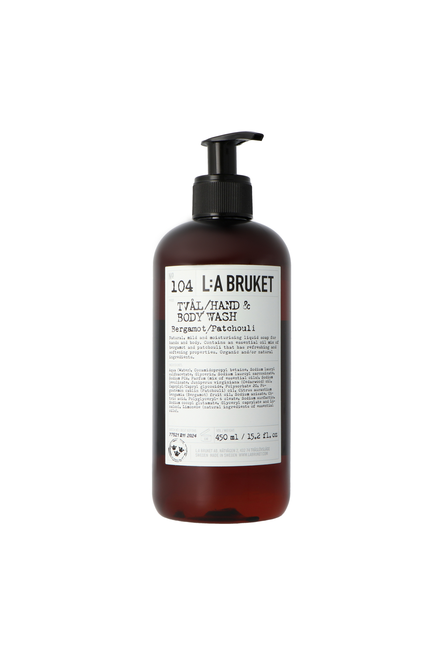 L:A Bruket 104 Bergamot/Patchouli Hand & Body Wash 450ml