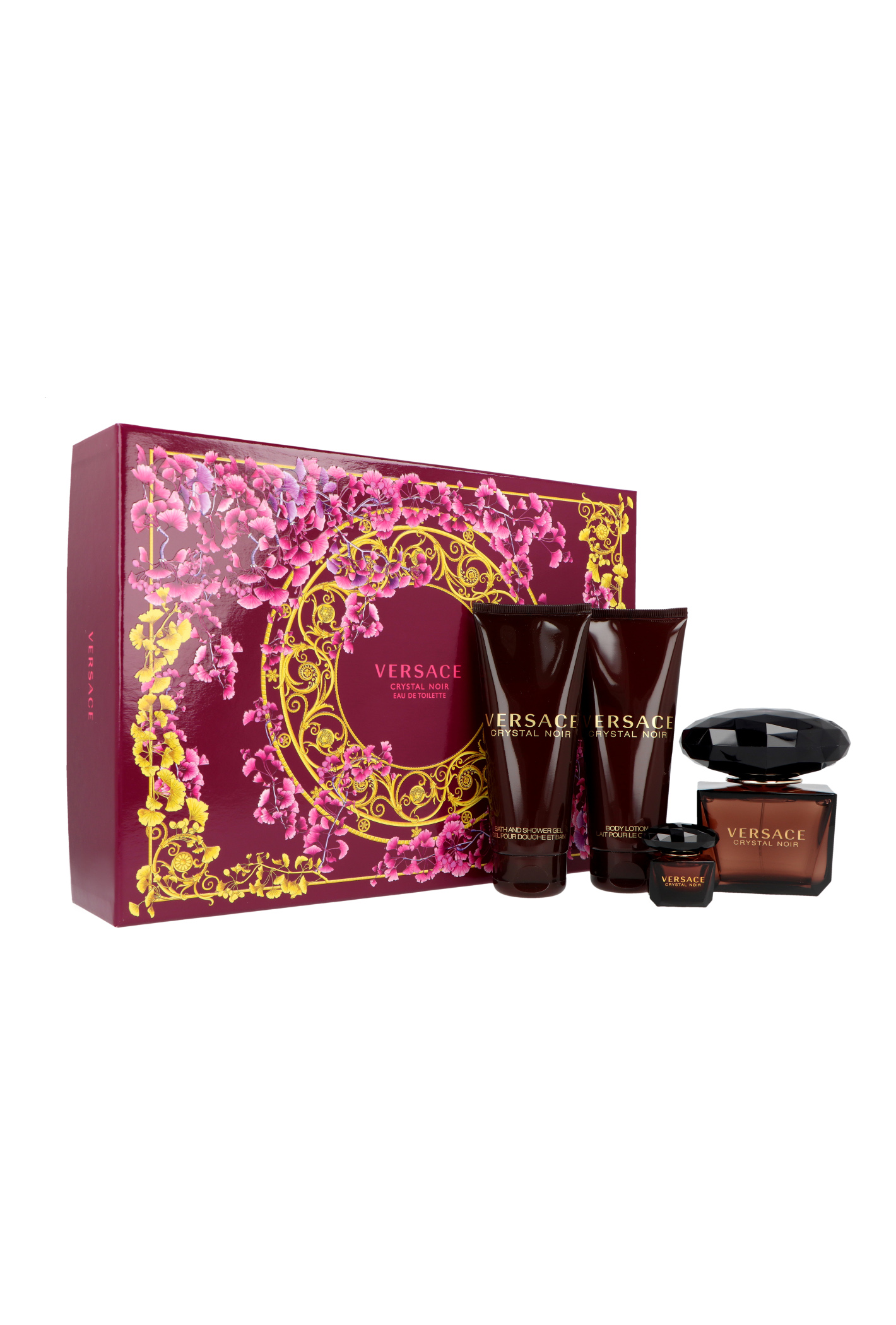 Zestaw Versace Crystal Noir Edt 90ml + Edt 5ml + Body Lotion 100ml + Shower Gel 100ml