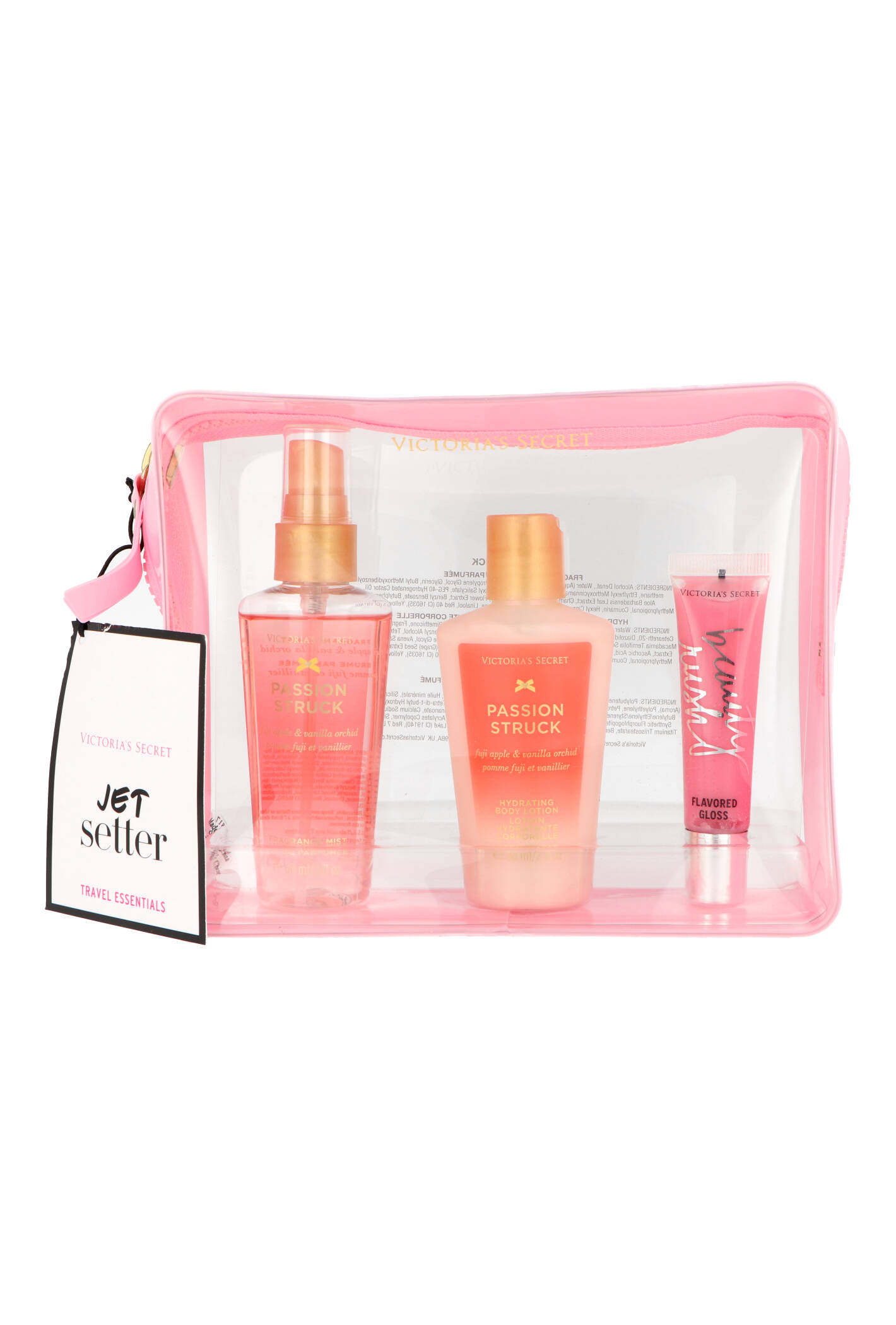 Zestaw Victoria`s Secret Passion Struck Body Mist 60ml Old + Hydrating Body Lotion 60ml + Lip Gloss 13ml