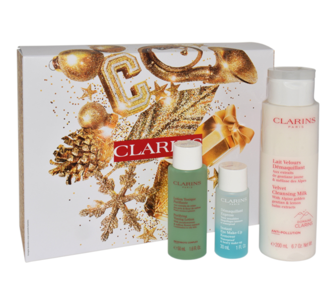 Zestaw Clarins Velvet Cleansing Milk 200ml + Instant Eye Make-Up Remover 30ml + Purifying Toning Lotion 50ml