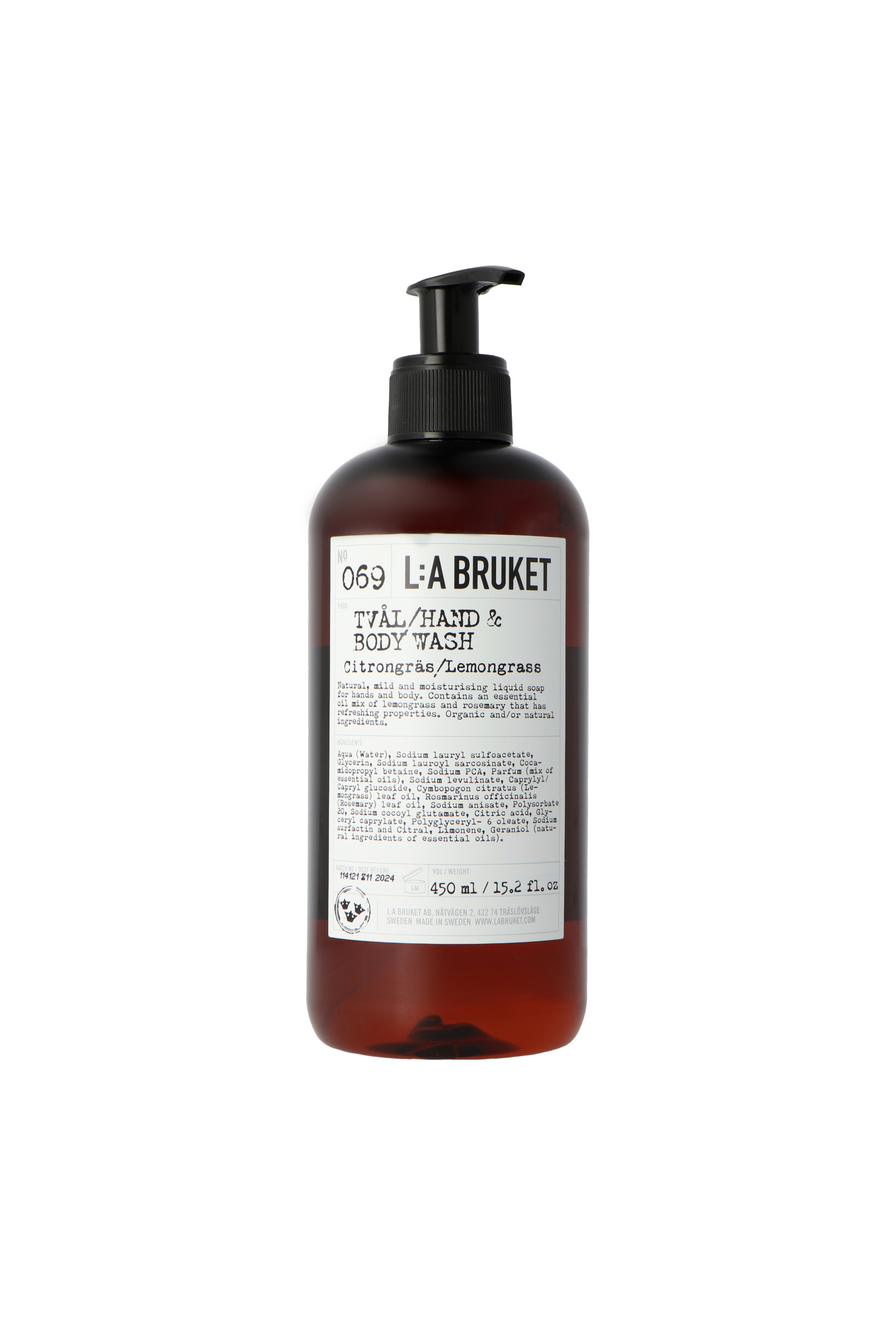 L:A Bruket 069 Lemongrass Hand & Body Wash 450ml
