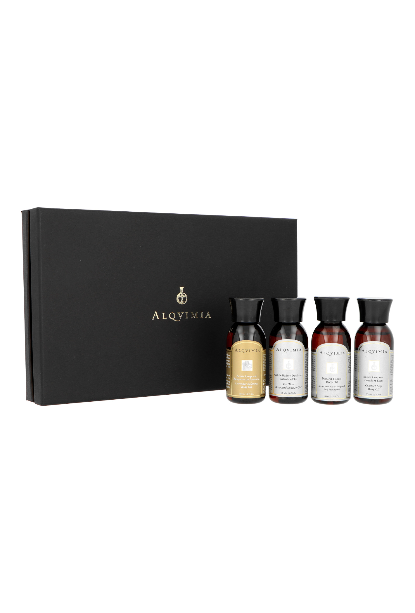 Zestaw Alqvimia Wellness Supreme Beauty & Spa Experience Relaxing Lavender Body Oil 30ml + Natural Fitness Body Oil 30ml + Tea Tree Bath and Shower Gel 30ml + Comfort Legs Body Oil 30ml