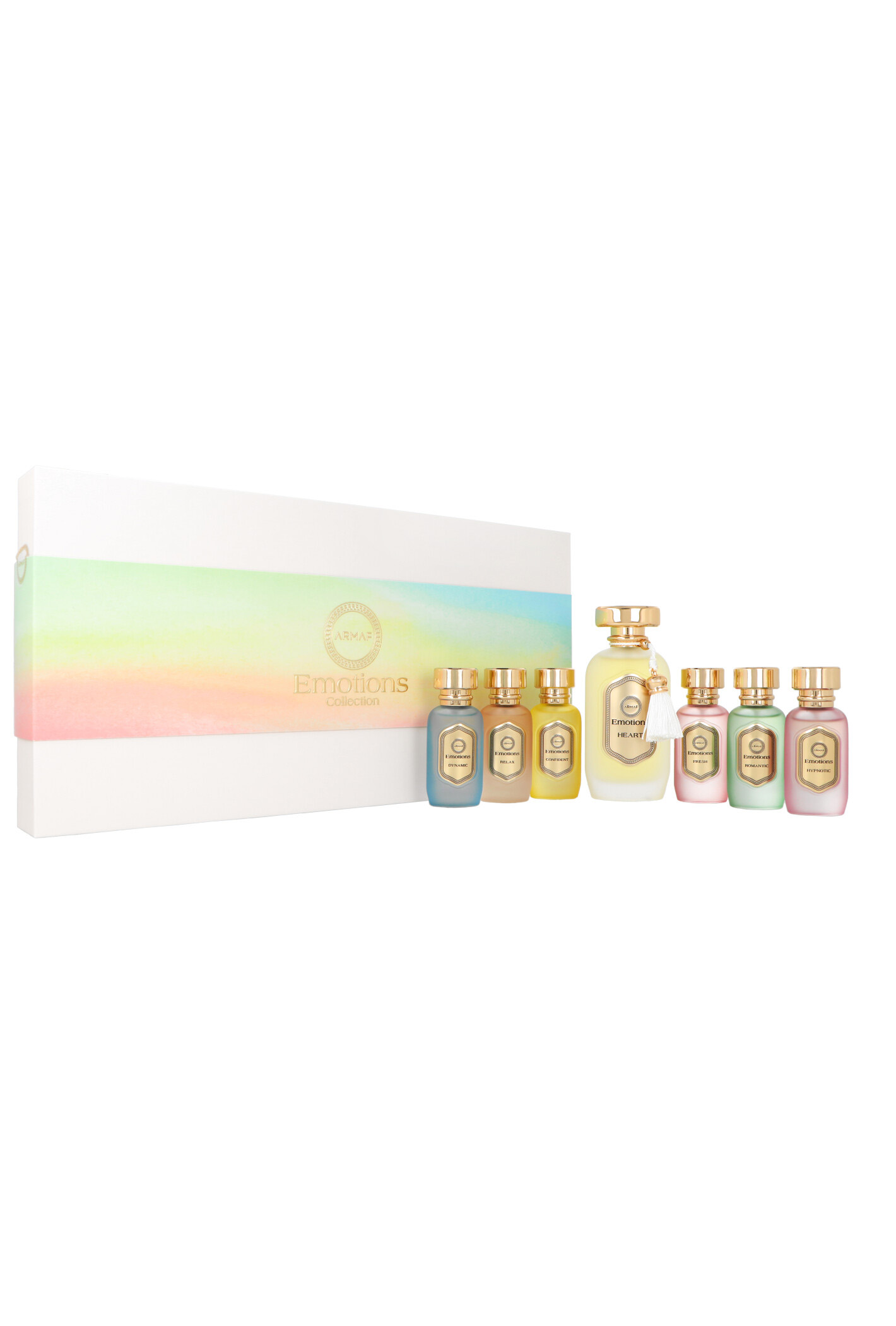 Zestaw Armaf Emotions Collection: Heart Edp 100ml + Dynamic Edp 15ml + Relax Edp 15ml + Confident Edp 15ml + Fresh Edp 15ml + Romantic Edp 15ml + Hypnotic Edp 15ml