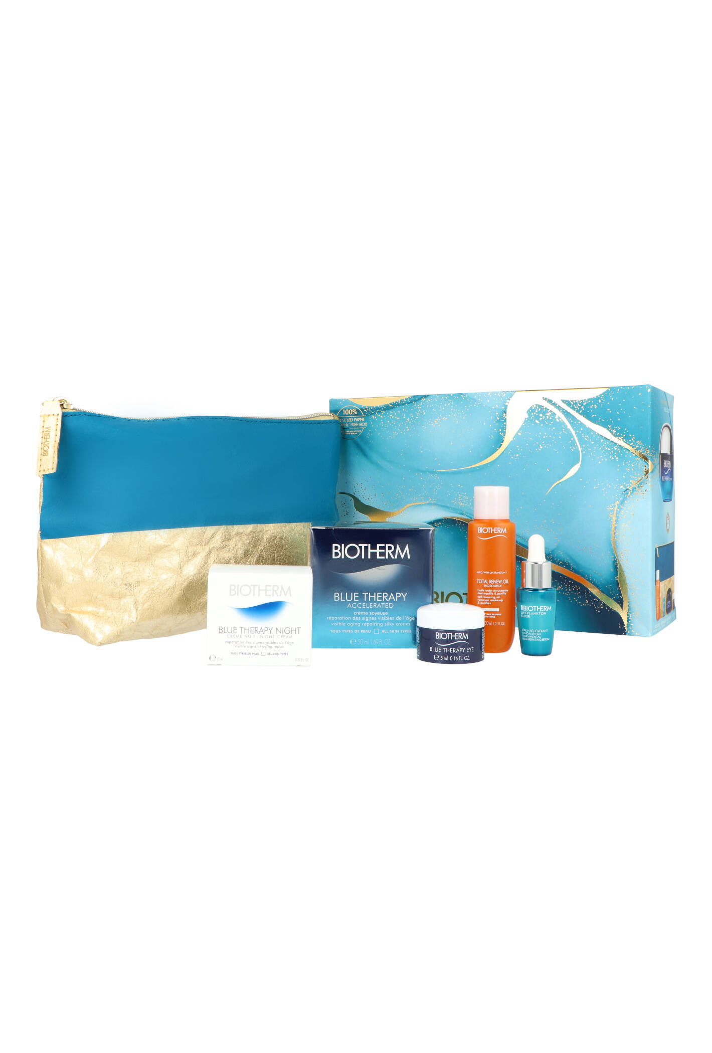 Zestaw Biotherm Blue Therapy Accelerated Cream 50ml + Life Plankton Elixir 7ml + Biosource Total Renew Oil 30ml + BT Eye 5ml + BT Night 15ml + Pouch