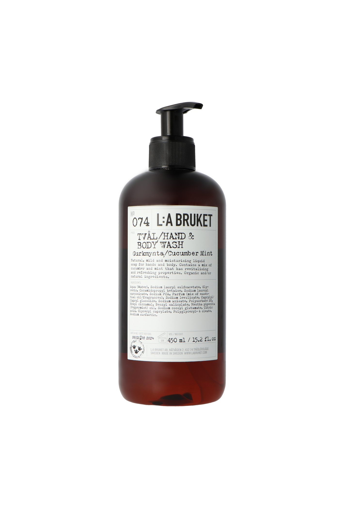 L:A Bruket 074 Cucumber/Mint Hand & Body Wash 450ml