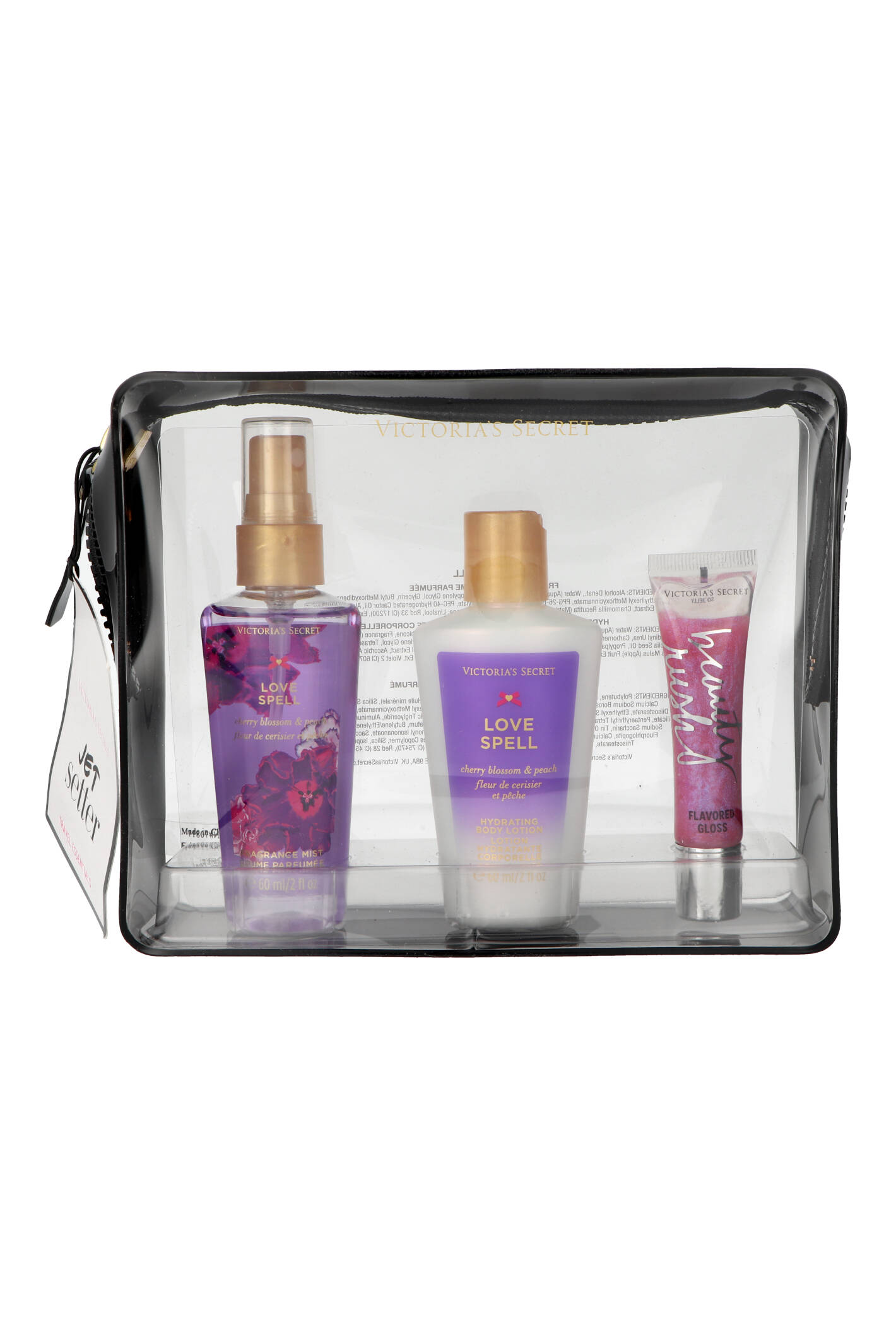 Zestaw Victoria`s Secret Love Spell Body Mist 60ml Old + Hydrating Body Lotion 60ml + Lip Gloss 13ml