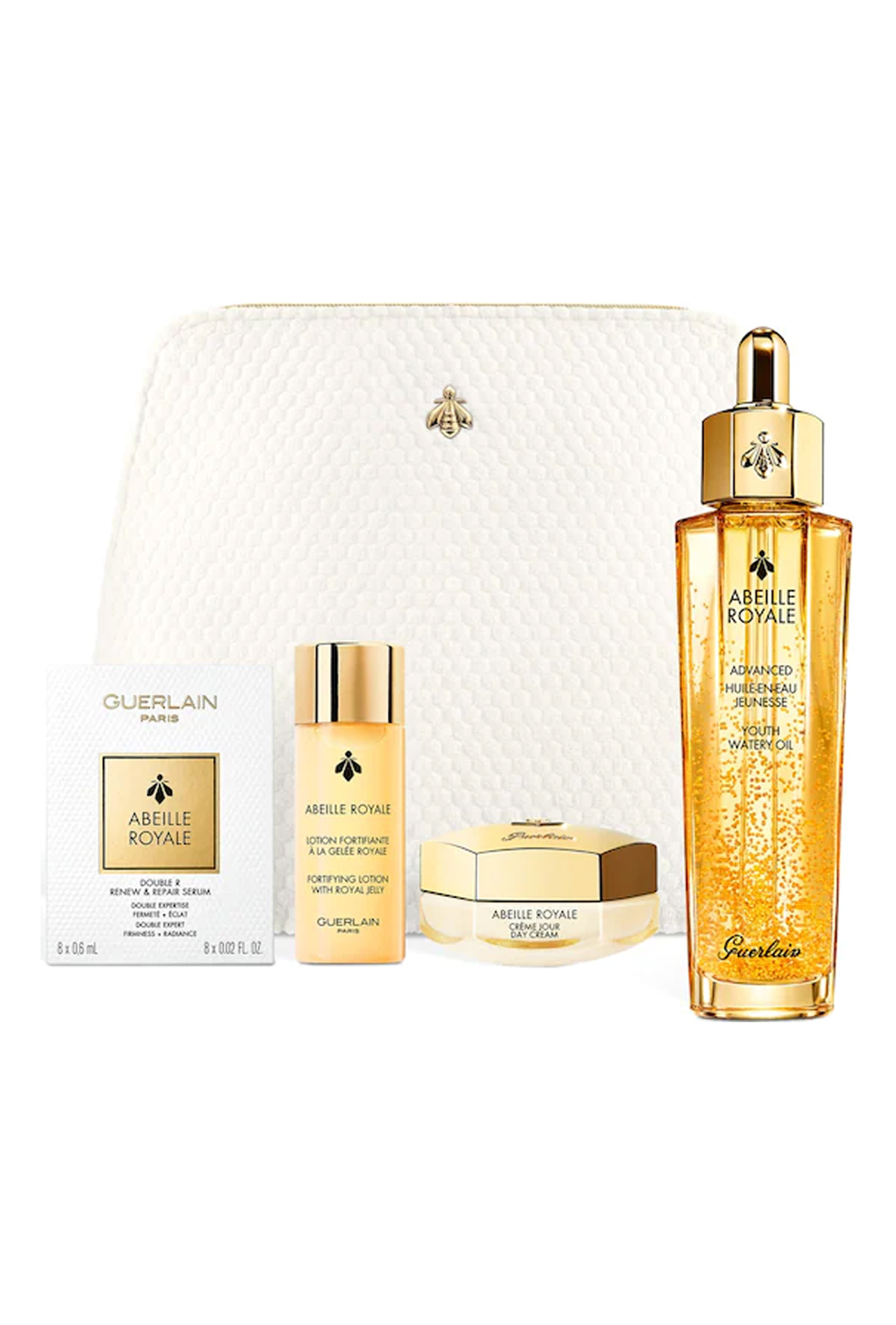Zestaw Guerlain Abeille Royale Day Cream 15ml + Youth Watery Oil 50ml + Double R Serum 8x0,6ml + Fortigying Lotion 40ml